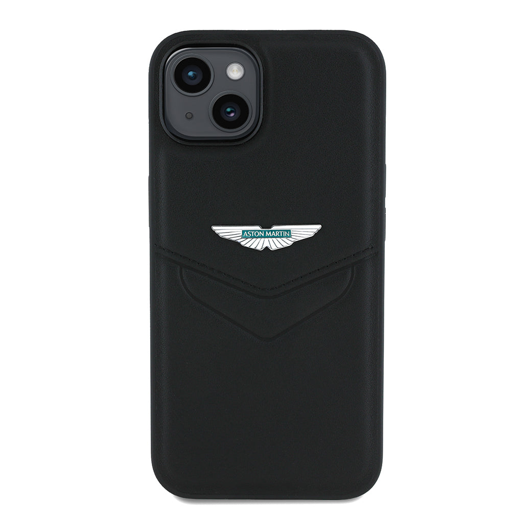 iPhone 14 Kılıf Aston Martin Orjinal Lisanslı Victory Dizayn PU Deri Metal Logolu Kapak