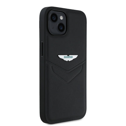 iPhone 14 Kılıf Aston Martin Orjinal Lisanslı Victory Dizayn PU Deri Metal Logolu Kapak
