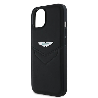 iPhone 14 Kılıf Aston Martin Orjinal Lisanslı Victory Dizayn PU Deri Metal Logolu Kapak