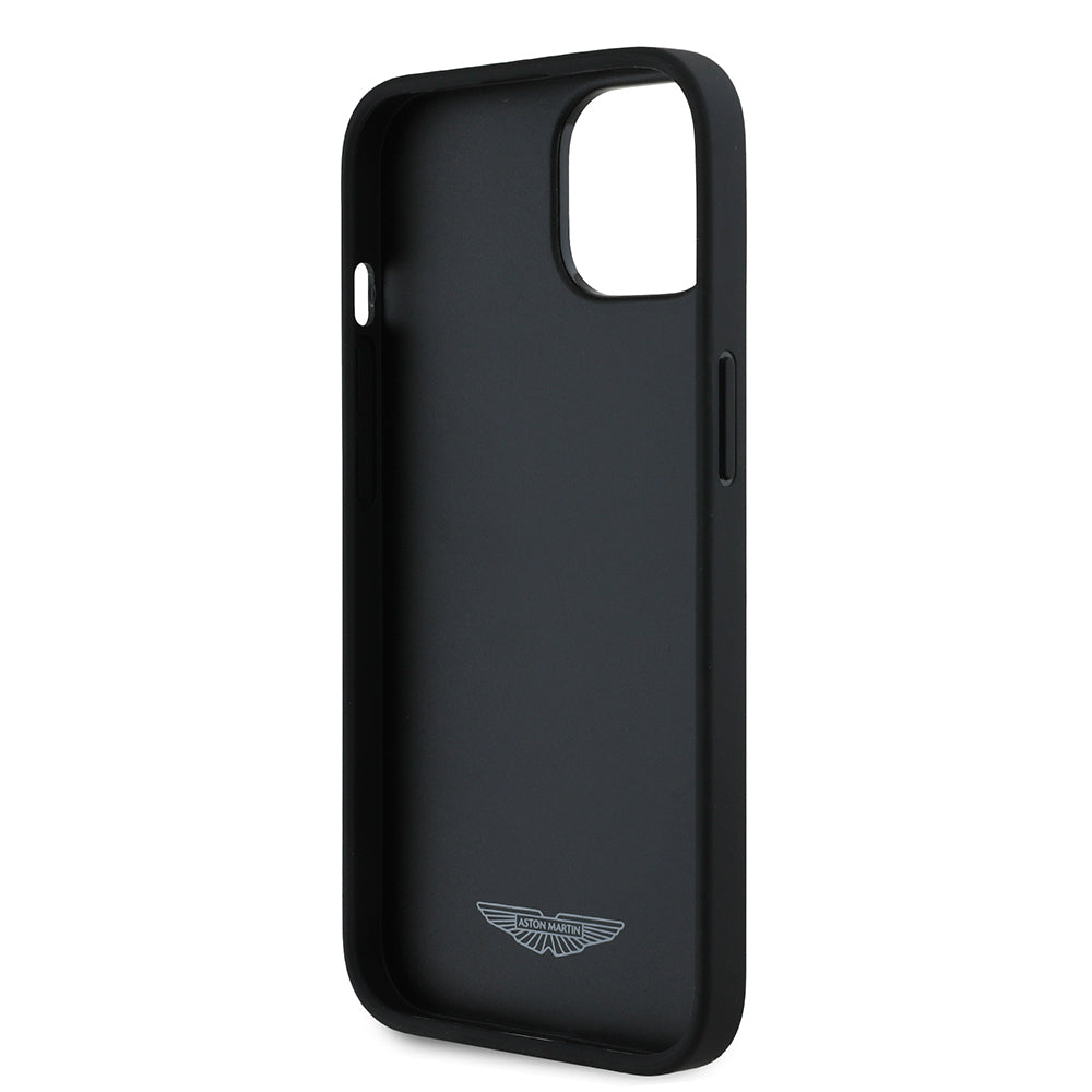 iPhone 14 Kılıf Aston Martin Orjinal Lisanslı Victory Dizayn PU Deri Metal Logolu Kapak
