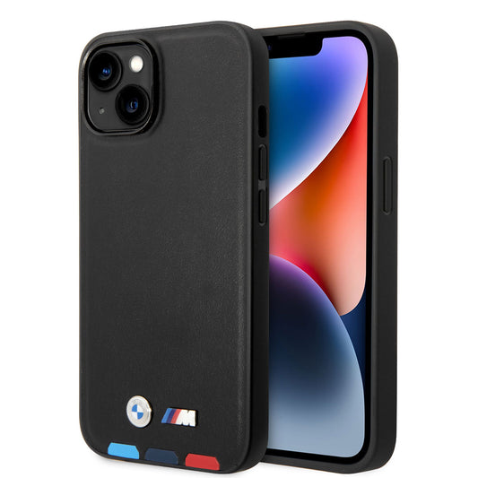 iPhone 14 Kılıf BMW M-safe Şarj Özellikli PU Deri 3 Renkli Logolu Dizayn Kapak