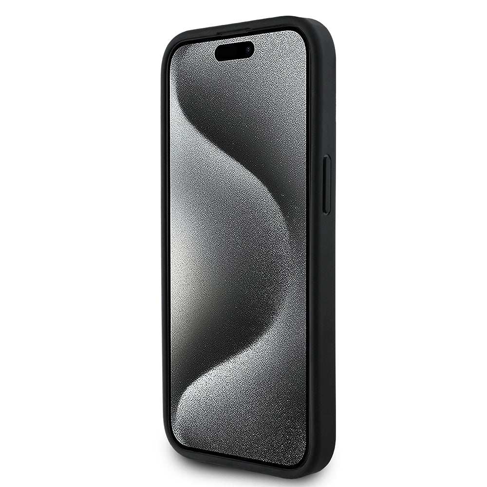 iPhone 14 Kılıf BMW Orjinal Lisanslı Karbon Fiber Tasarımlı ve Metal Logolu PU Deri Kapak