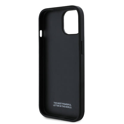 iPhone 14 Kılıf BMW Orjinal Lisanslı Karbon Fiber Tasarımlı ve Metal Logolu PU Deri Kapak