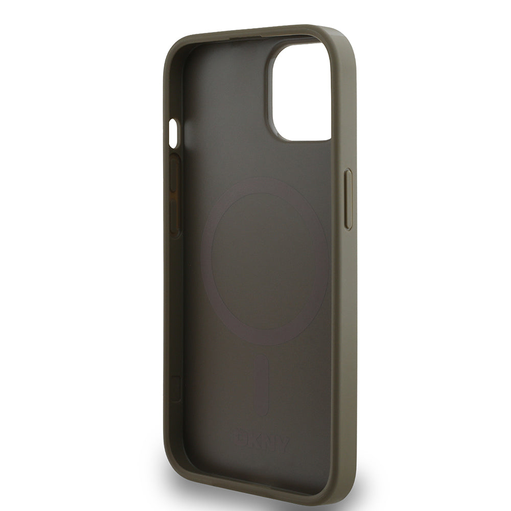 iPhone 14 Kılıf DKNY Orjinal Lisanslı M-safe Şarj Özellikli 3D Yazılı Grid Pattern Kapak