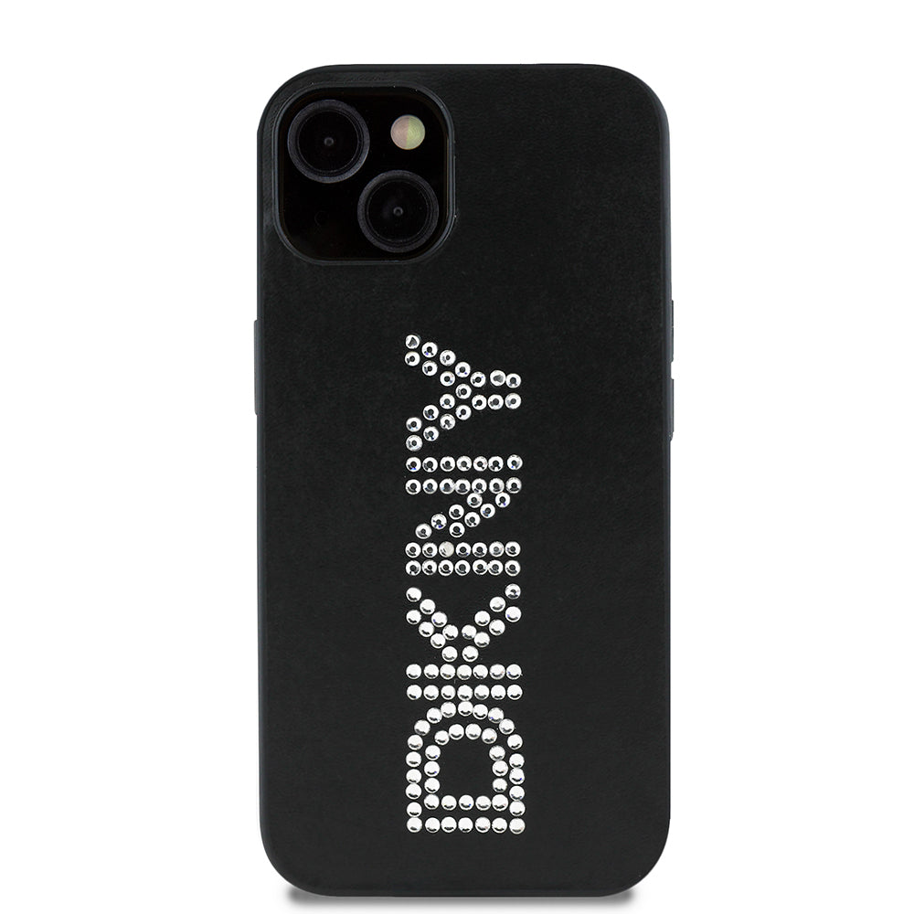 iPhone 14 Kılıf DKNY Orjinal Lisanslı Taşlı DKNY Yazılı Metalik Rhinestones PU Deri Kapak