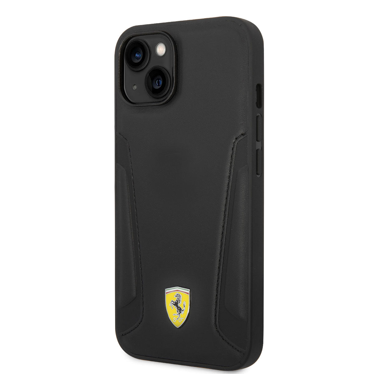iPhone 14 Kılıf Ferrari M-safe Şarj Özellikli Deri Kenarları Damgalı Dizayn Kapak