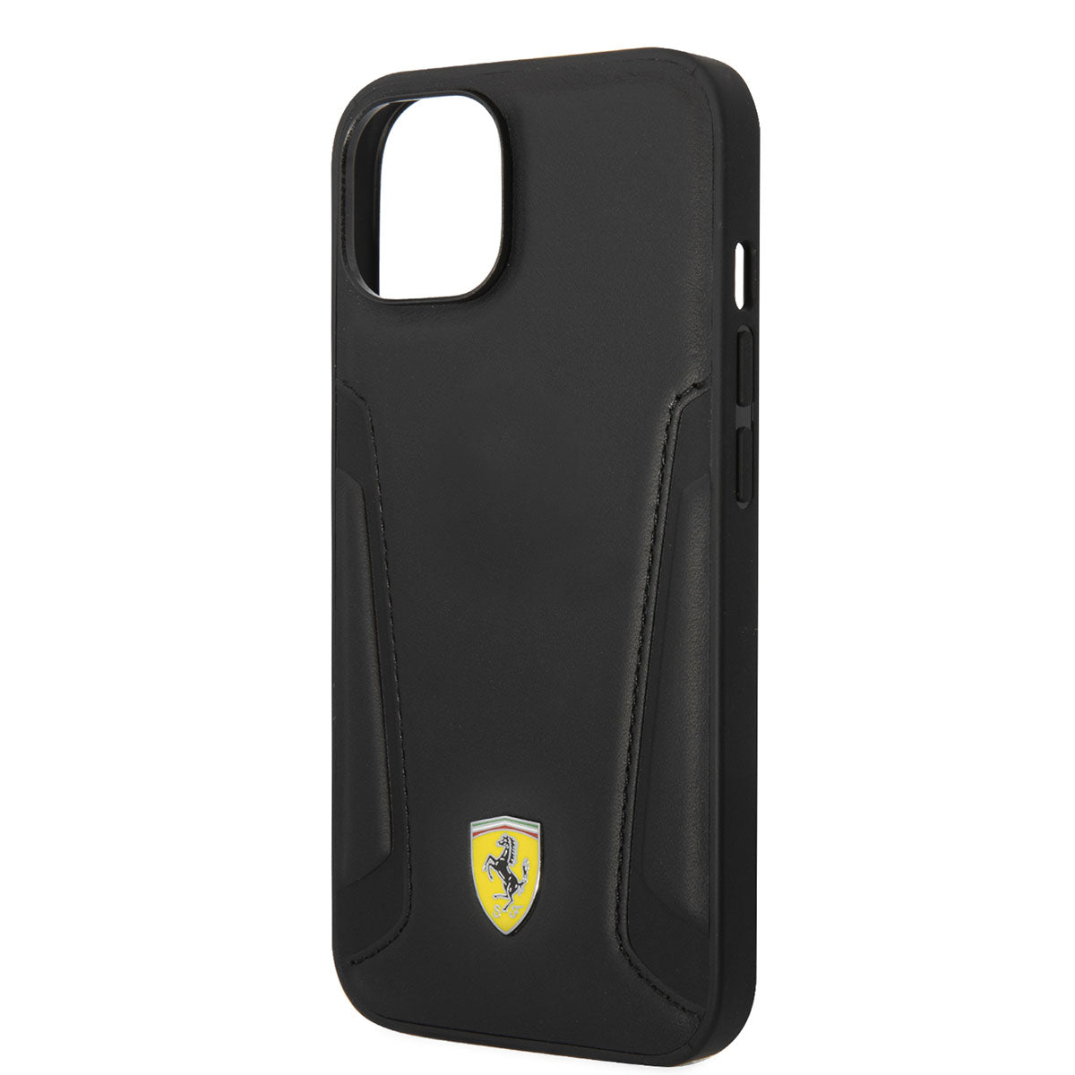 iPhone 14 Kılıf Ferrari M-safe Şarj Özellikli Deri Kenarları Damgalı Dizayn Kapak
