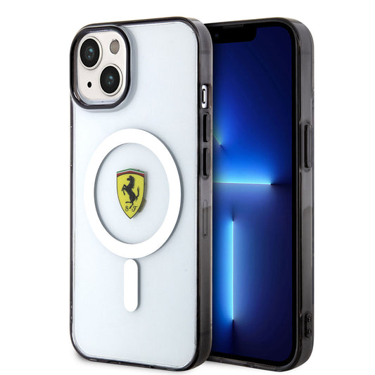 iPhone 14 Kılıf Ferrari M-safe Şarj Özellikli Transparan Dizayn Kapak