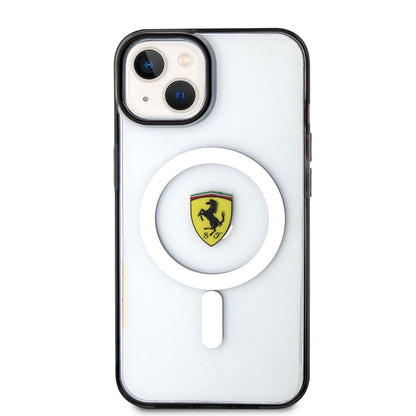 iPhone 14 Kılıf Ferrari M-safe Şarj Özellikli Transparan Dizayn Kapak
