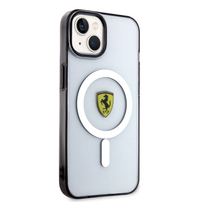 iPhone 14 Kılıf Ferrari M-safe Şarj Özellikli Transparan Dizayn Kapak