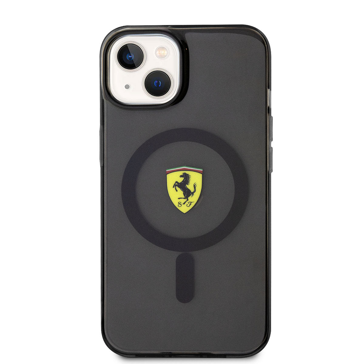 iPhone 14 Kılıf Ferrari M-safe Şarj Özellikli Yarı Transparan Dizayn Kapak