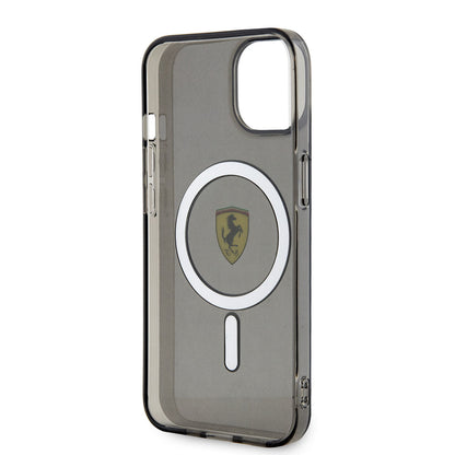 iPhone 14 Kılıf Ferrari M-safe Şarj Özellikli Yarı Transparan Dizayn Kapak