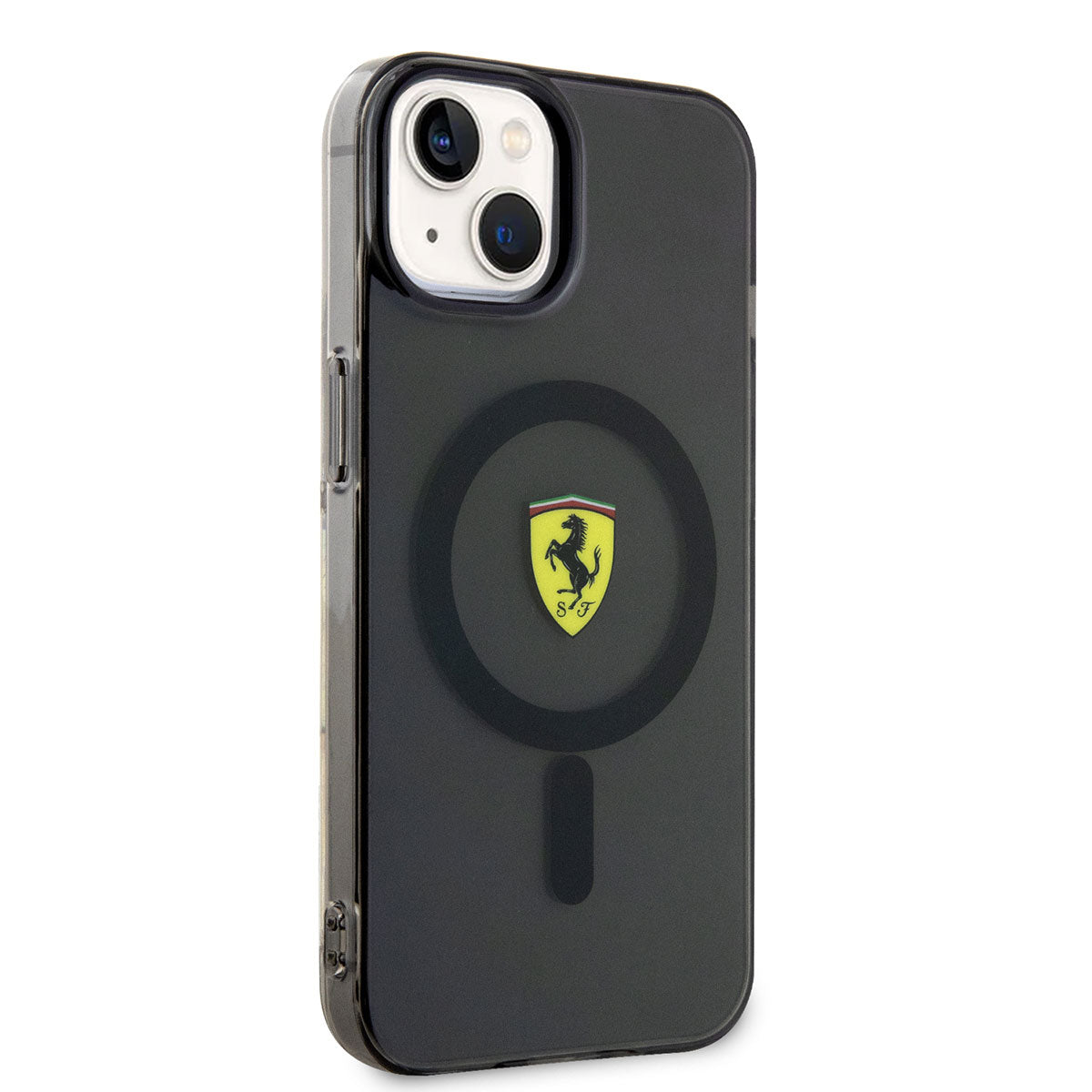 iPhone 14 Kılıf Ferrari M-safe Şarj Özellikli Yarı Transparan Dizayn Kapak