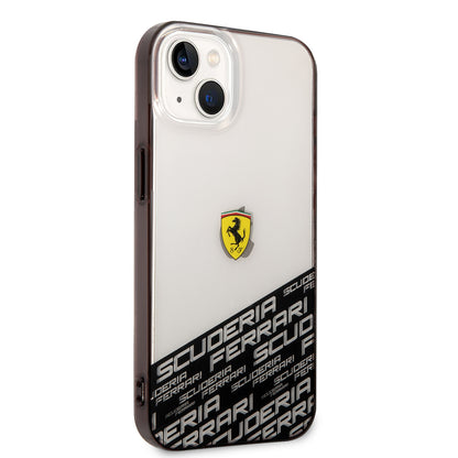 iPhone 14 Kılıf Ferrari Orjinal Lisanlı Transparan Alt Kısım Baskılı Dizayn Kapak
