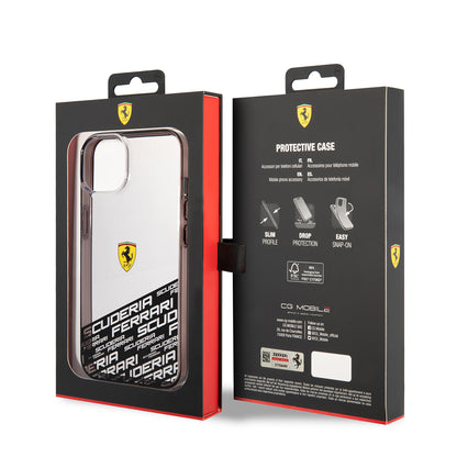 iPhone 14 Kılıf Ferrari Orjinal Lisanlı Transparan Alt Kısım Baskılı Dizayn Kapak