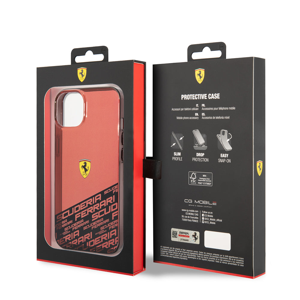iPhone 14 Kılıf Ferrari Orjinal Lisanlı Transparan Alt Kısım Baskılı Dizayn Kapak