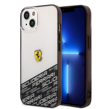 iPhone 14 Kılıf Ferrari Orjinal Lisanlı Transparan Alt Kısım Baskılı Dizayn Kapak