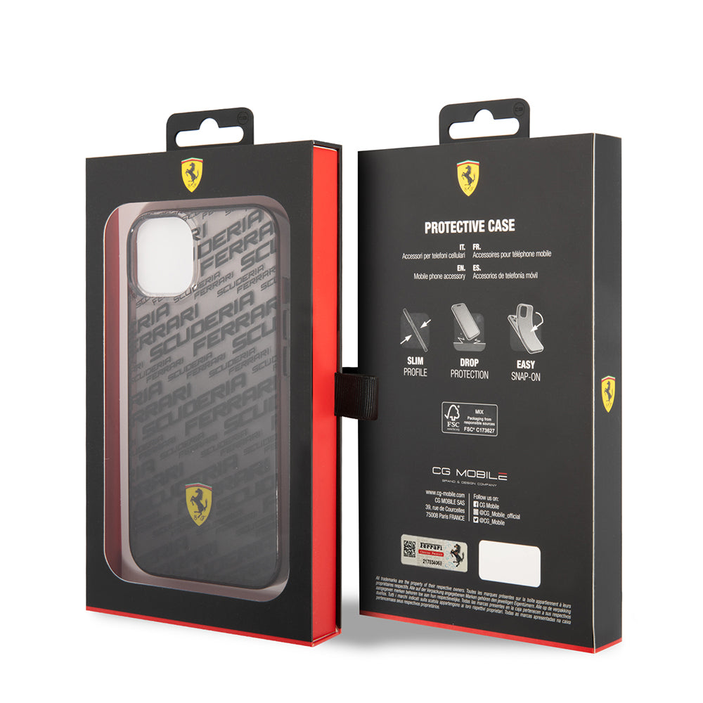 iPhone 14 Kılıf Ferrari Orjinal Lisanlı Transparan SF Baskılı Dizayn Kapak