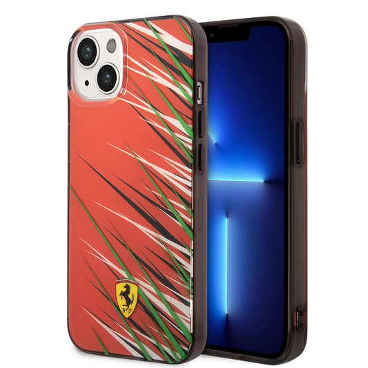 iPhone 14 Kılıf Ferrari Orjinal Lisanslı Baskı Logolu Çimen Desenli Kapak
