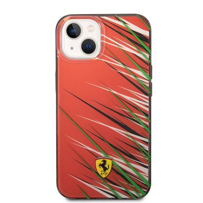 iPhone 14 Kılıf Ferrari Orjinal Lisanslı Baskı Logolu Çimen Desenli Kapak