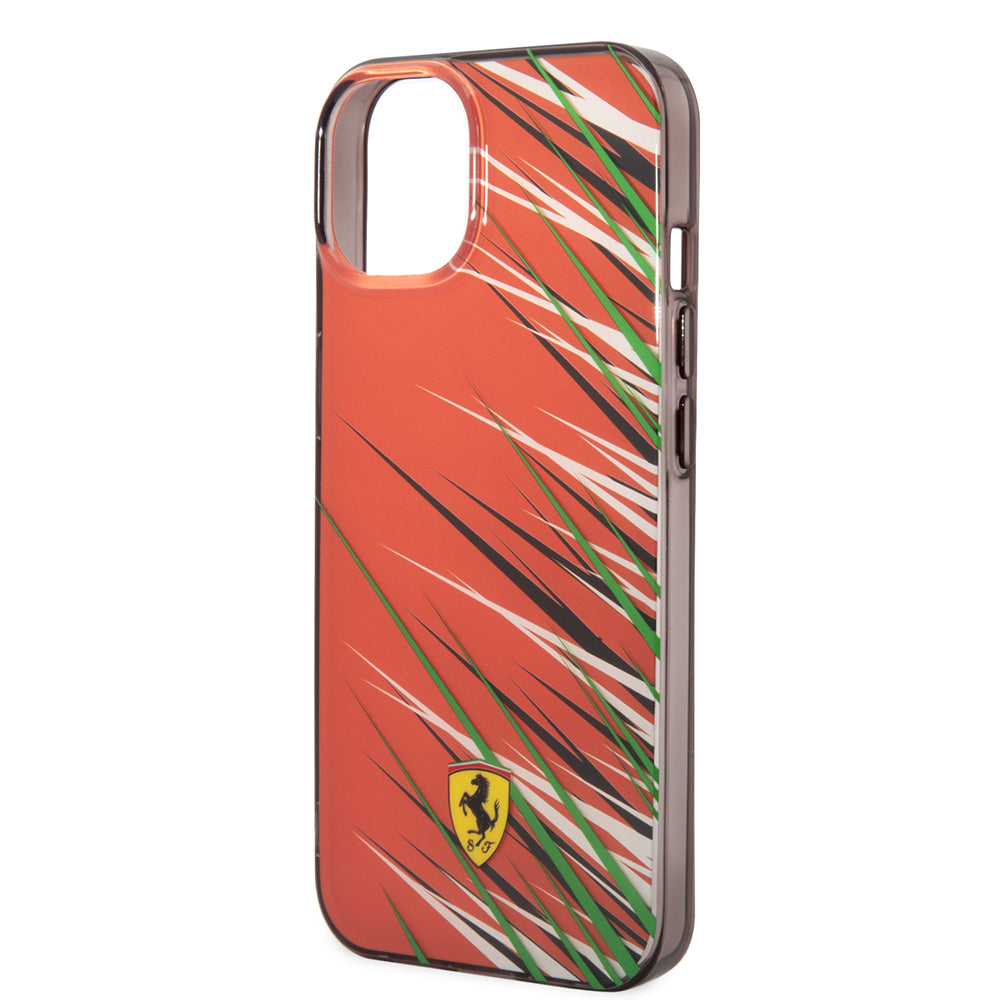 iPhone 14 Kılıf Ferrari Orjinal Lisanslı Baskı Logolu Çimen Desenli Kapak