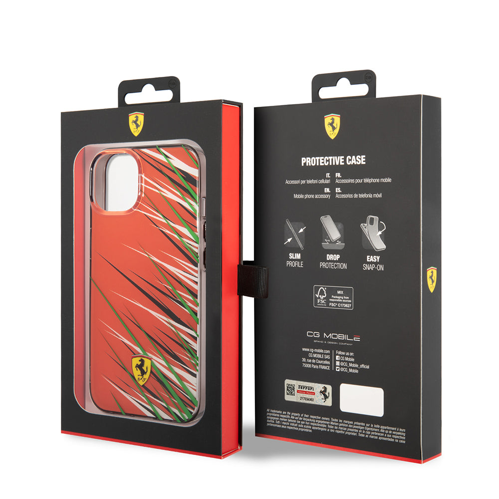 iPhone 14 Kılıf Ferrari Orjinal Lisanslı Baskı Logolu Çimen Desenli Kapak