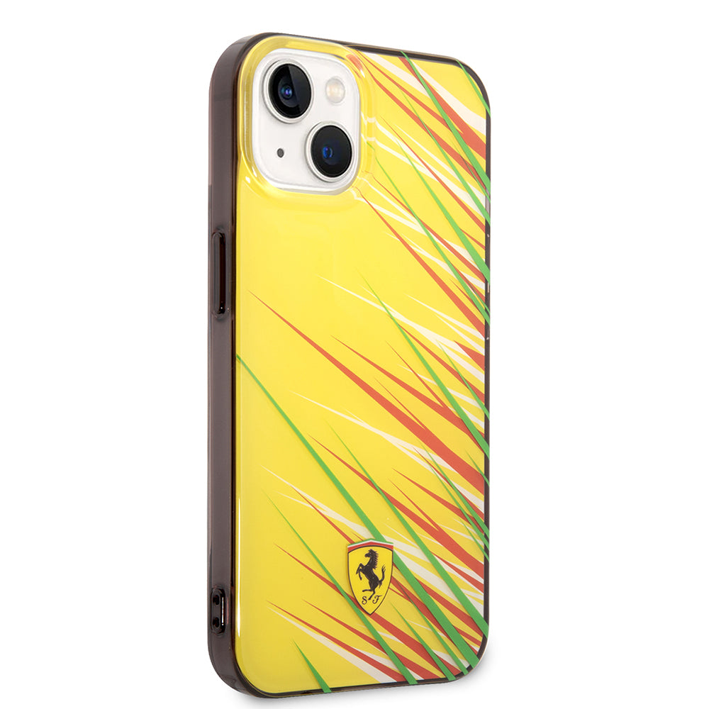 iPhone 14 Kılıf Ferrari Orjinal Lisanslı Baskı Logolu Çimen Desenli Kapak