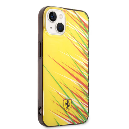 iPhone 14 Kılıf Ferrari Orjinal Lisanslı Baskı Logolu Çimen Desenli Kapak