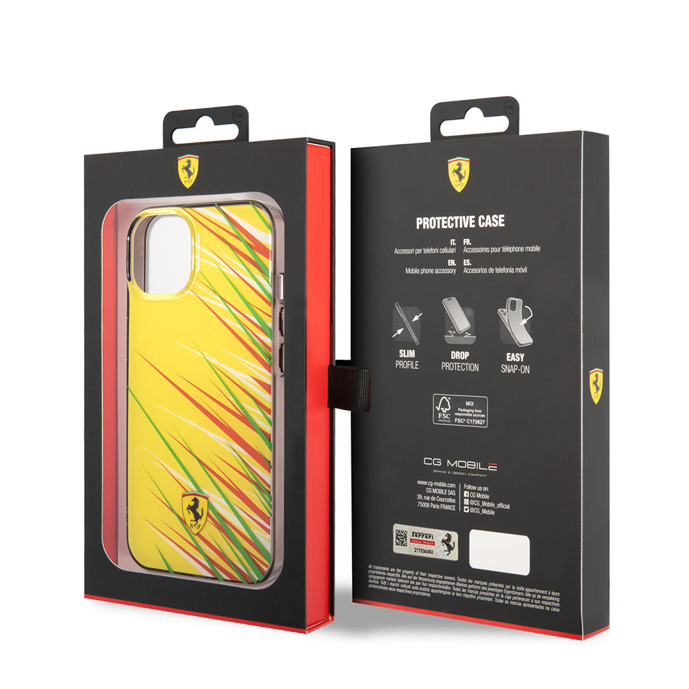 iPhone 14 Kılıf Ferrari Orjinal Lisanslı Baskı Logolu Çimen Desenli Kapak