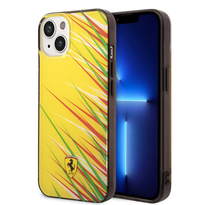 iPhone 14 Kılıf Ferrari Orjinal Lisanslı Baskı Logolu Çimen Desenli Kapak