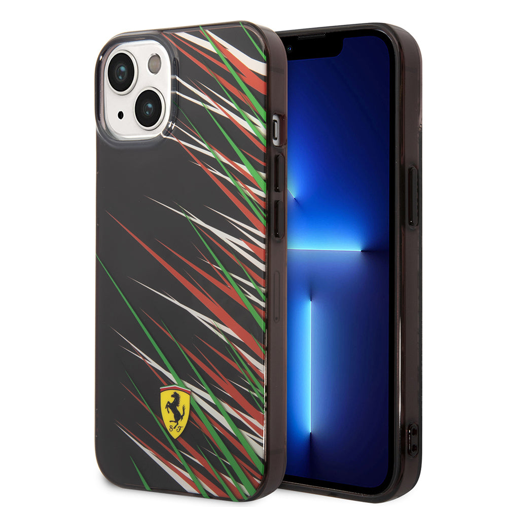 iPhone 14 Kılıf Ferrari Orjinal Lisanslı Baskı Logolu Çimen Desenli Kapak