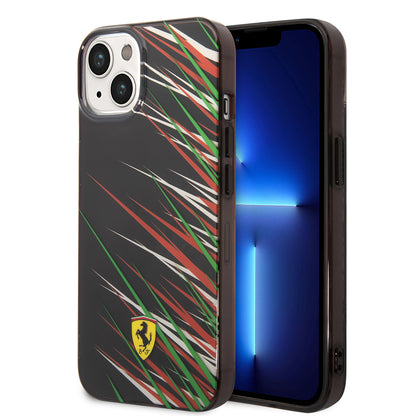 iPhone 14 Kılıf Ferrari Orjinal Lisanslı Baskı Logolu Çimen Desenli Kapak