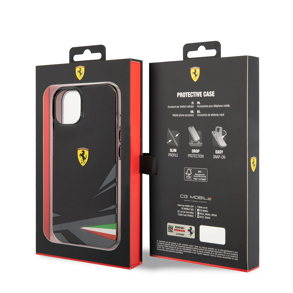 iPhone 14 Kılıf Ferrari Orjinal Lisanslı Baskı Logolu İtalyan Bayrak Baskılı Dizayn Kapak