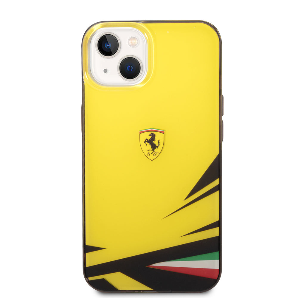 iPhone 14 Kılıf Ferrari Orjinal Lisanslı Baskı Logolu İtalyan Bayrak Baskılı Dizayn Kapak