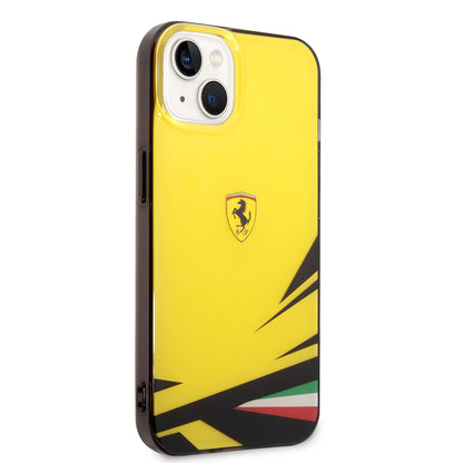 iPhone 14 Kılıf Ferrari Orjinal Lisanslı Baskı Logolu İtalyan Bayrak Baskılı Dizayn Kapak
