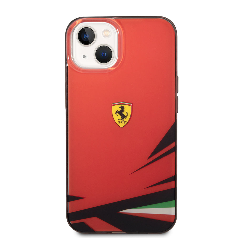 iPhone 14 Kılıf Ferrari Orjinal Lisanslı Baskı Logolu İtalyan Bayrak Baskılı Dizayn Kapak