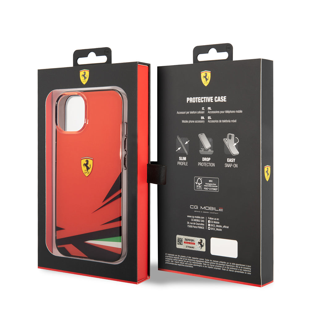 iPhone 14 Kılıf Ferrari Orjinal Lisanslı Baskı Logolu İtalyan Bayrak Baskılı Dizayn Kapak