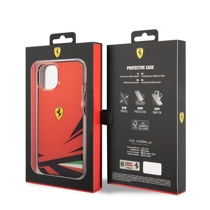 iPhone 14 Kılıf Ferrari Orjinal Lisanslı Baskı Logolu İtalyan Bayrak Baskılı Dizayn Kapak