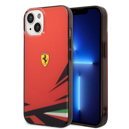 iPhone 14 Kılıf Ferrari Orjinal Lisanslı Baskı Logolu İtalyan Bayrak Baskılı Dizayn Kapak