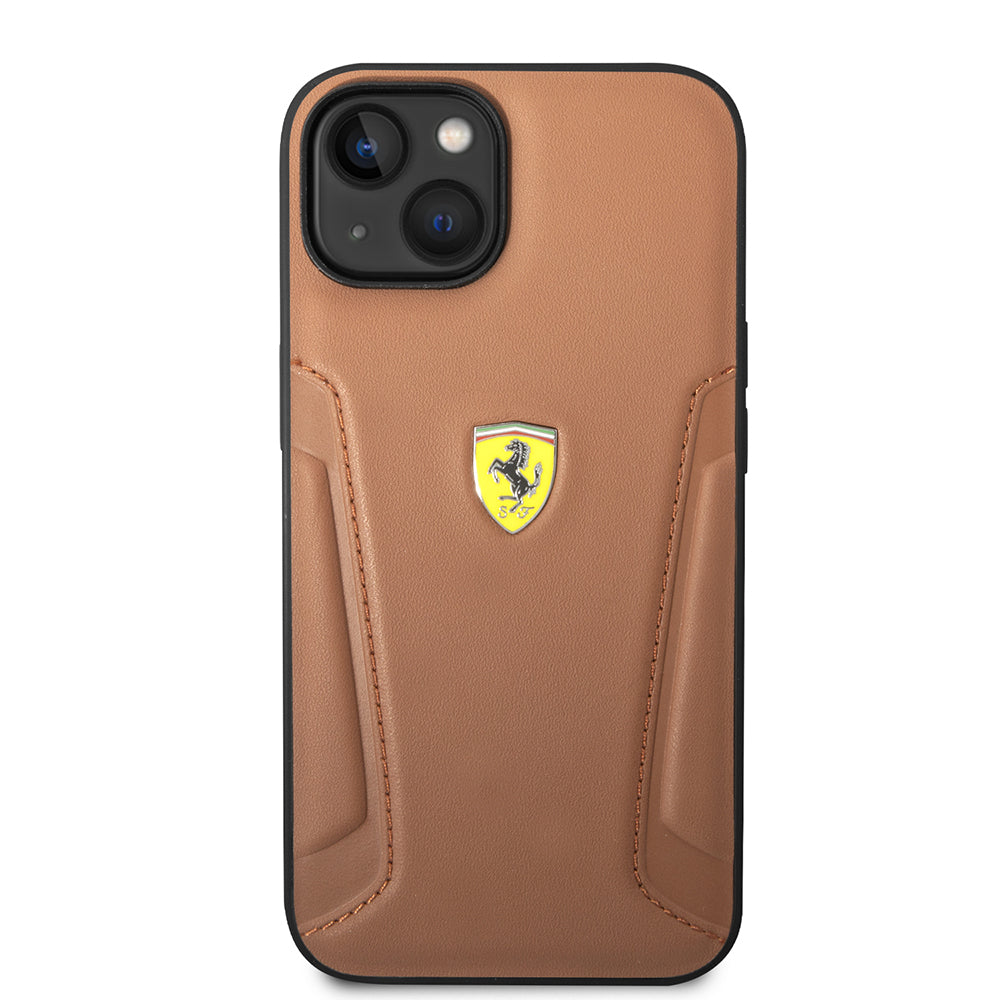 iPhone 14 Kılıf Ferrari Orjinal Lisanslı Deri Kenarları Damgalı Dizayn Kapak