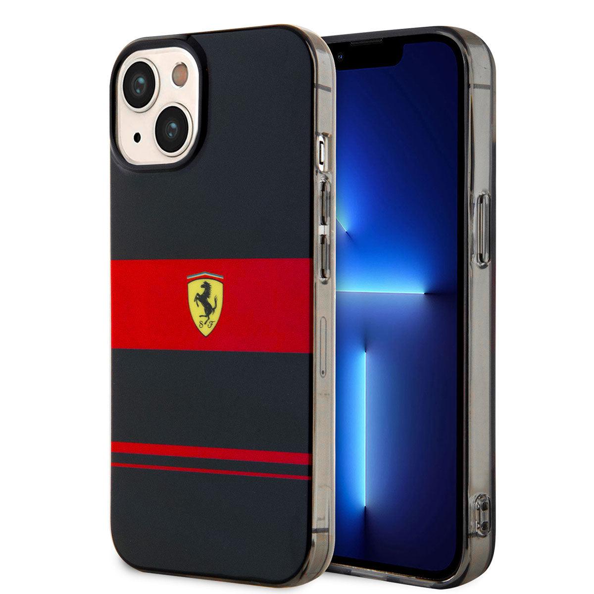 iPhone 14 Kılıf Ferrari Orjinal Lisanslı M-safe Şarj Özellikli Yatay Çizgili Dizayn Kapak