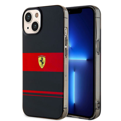 iPhone 14 Kılıf Ferrari Orjinal Lisanslı M-safe Şarj Özellikli Yatay Çizgili Dizayn Kapak