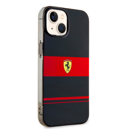 iPhone 14 Kılıf Ferrari Orjinal Lisanslı M-safe Şarj Özellikli Yatay Çizgili Dizayn Kapak