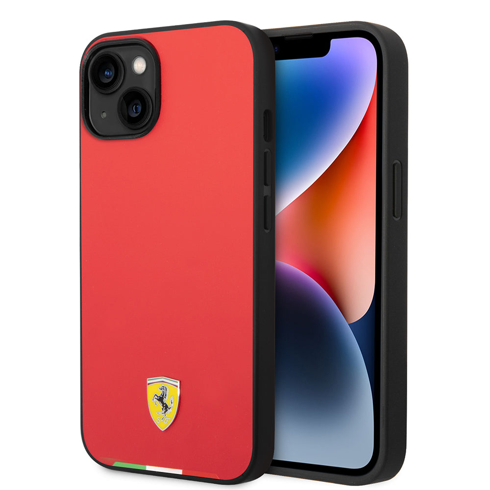 iPhone 14 Kılıf Ferrari Orjinal Lisanslı PU Deri İtalyan Bayrak Dizayn Kapak