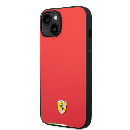iPhone 14 Kılıf Ferrari Orjinal Lisanslı PU Deri İtalyan Bayrak Dizayn Kapak