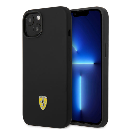 iPhone 14 Kılıf Ferrari Orjinal Lisanslı Silikon Metal Logo Dizayn Kapak