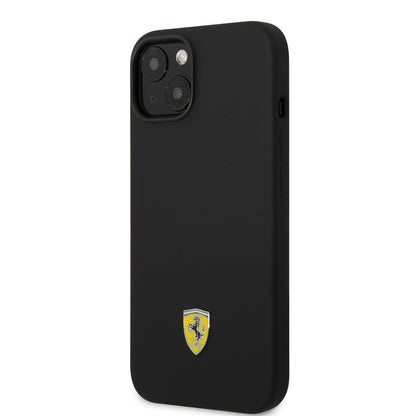 iPhone 14 Kılıf Ferrari Orjinal Lisanslı Silikon Metal Logo Dizayn Kapak