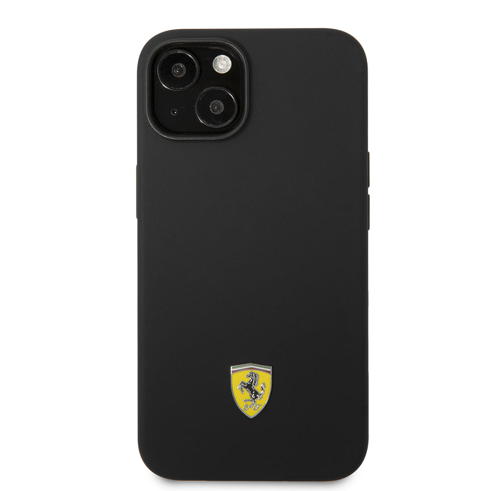 iPhone 14 Kılıf Ferrari Orjinal Lisanslı Silikon Metal Logo Dizayn Kapak