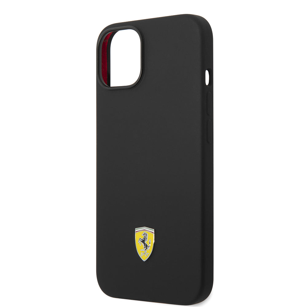 iPhone 14 Kılıf Ferrari Orjinal Lisanslı Silikon Metal Logo Dizayn Kapak