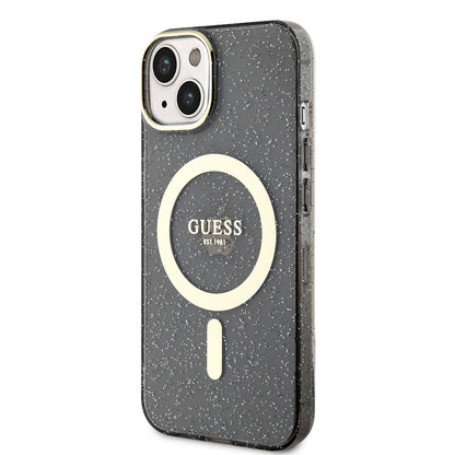 iPhone 14 Kılıf GUESS M-safe Şarj Özellikli Glitter Kapak